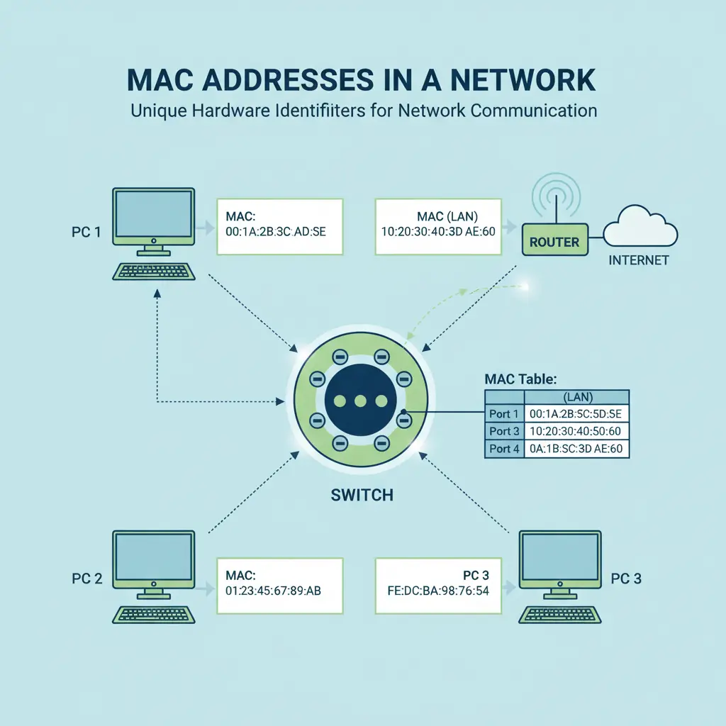 تصویر معرفی مک آدرس در شبکه