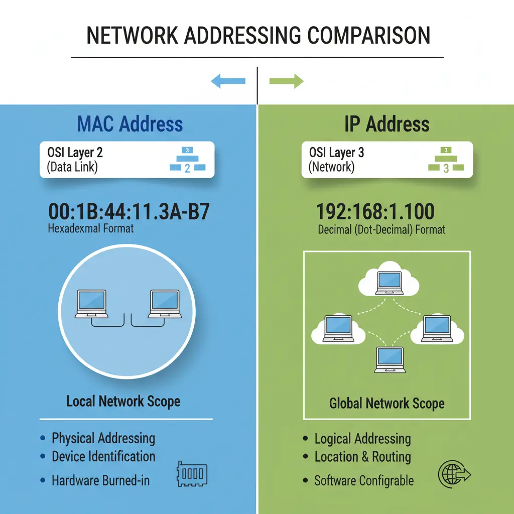 تفاوت مک آدرس و IP آدرس در شبکه